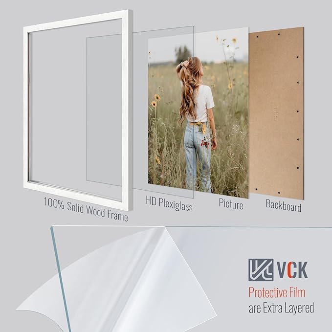 VCK 22x28 Poster Frame Set of 3 - White,Solid Wood Picture Frames, Textured Exclusive Wall Gallery Frame-Ruum Studio Home