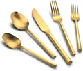 30-Piece Matte Gold Silverware Set, Hand Forged Utensil, Stainless Steel Flatware Set, Hexagon Handle Cutlery Set for Home Hotel Use, Service for 6-Ruum Studio Home