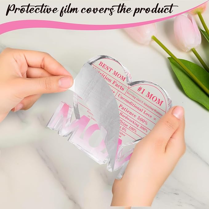 Mothers Day Gifts Best Mom Gifts -Gifts for Mom from Daughter Son - Best Mom Ever Gifts Unique Mother Birthday Acrylic Heart-Shaped Plaque Desk Decorations Present for Mom Christmas Anniversary-Ruum Studio Home