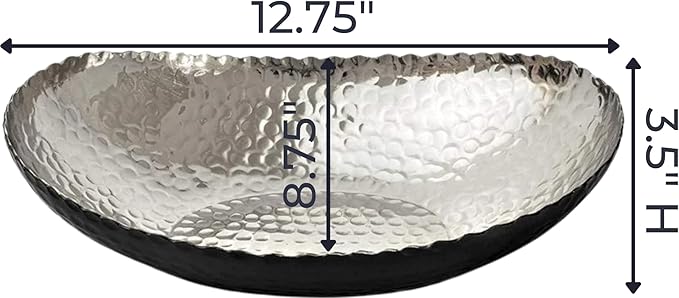 Monarch Abode Hand Hammered Decorative Bowl for Home Decor, 12.75-Inch Black and Nickel Plated – Key Bowl for Entryway Table, Catch All, Decorative Fruit Basin, Key Holder, Bowls for Home Decor-Ruum Studio Home