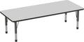 FDP Rectangle Activity School and Classroom Kids Table (30 x 72 inch), Chunky Toddler Leg, Adjustable Height 15-24 inches - Gray Top and Black Edge-Ruum Studio Home