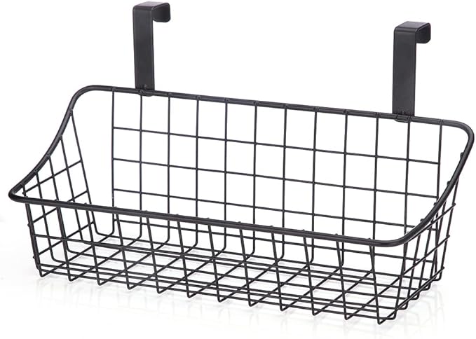 LeleCAT Cabinet Door Organizer Basket with hook Grid Storage Basket, Hang it behind a door or on a railing,BLack,4 Pack-Ruum Studio Home