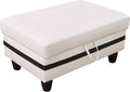 Ottoman Rectangular Storage Ottoman Bench, Faux Leather Footrest, Coffee Table, Stool Footstool with Hinged Lid for Living Room, Bedroom, Entryway, White&Black, 34"x22.8"x17.5"-Ruum Studio Home