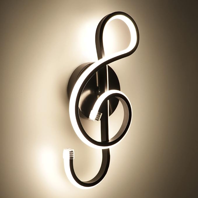 XEYOU 22W Modern Wall Sconce Lighting Indoor LED Creative Wall Light Fixture Music Symbol Art Decoration Wall Lamp for Living Room Bedroom Stair Corridor, Black 4500K-Ruum Studio Home