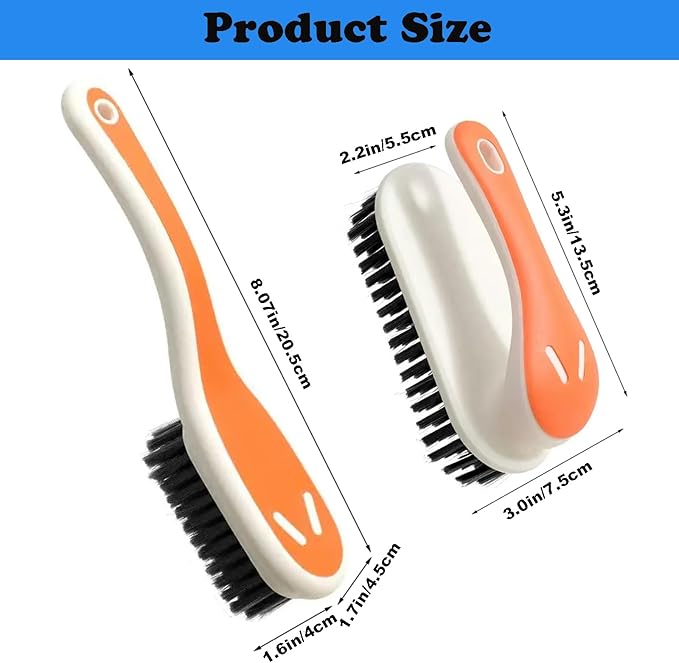 Soft Bristle Scrub Cleaning Brush Stain Remover Brush Fabric Cleaning Brush Laundry Brush Small Scrub Brush Cleaner Household Cleaning Brushes for Carpet, Clothes, Bathroom,Sneaker-2 Pack (Orange)-Ruum Studio Home