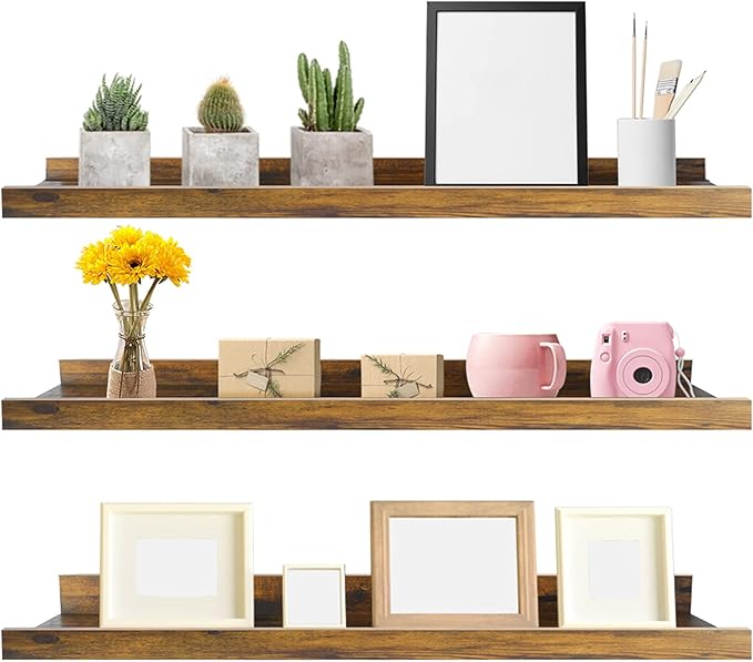 Giftgarden 36 Inch Large Floating Shelves for Wall Set of 3, Rustic Picture Ledge Wall Shelf for Bedroom Kitchen Bathroom Living Room Nursery Display, 3 Different Sizes-Ruum Studio Home