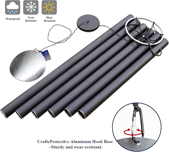 ASTARIN 78 Inch Wind Chimes for Outside with 6 Tubes Tuned Relaxing Melody, Extra Large Wind Chimes Outdoor Deep Tone for Patio, Backyard, Garden, and Outdoor Decor,Black-Ruum Studio Home