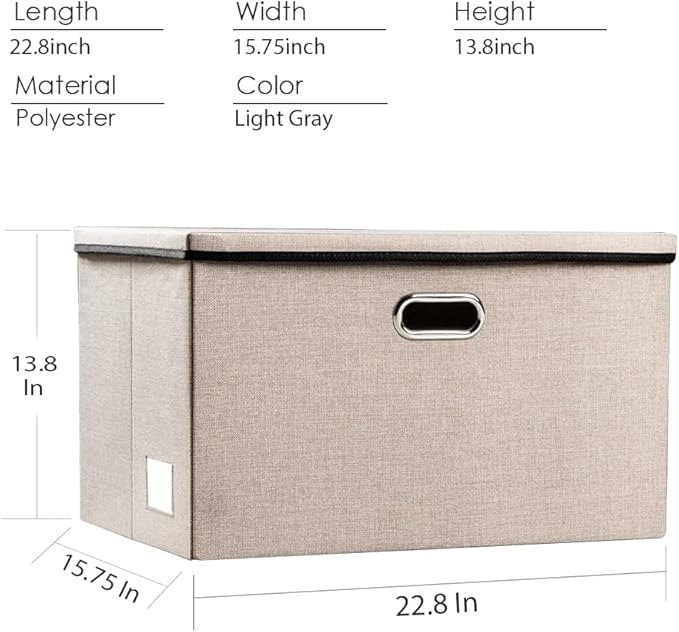 PRANDOM Extra Large Collapsible Storage Bins with Lids [3-Pack] Linen Fabric Foldable Storage Baskets Boxes Organizer Containers Cube with Cover for Bedroom Closet Office Nursery (22.8x15.7x13.8)-Ruum Studio Home