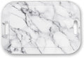 Serving Trays with Handles, 14.5 x 9.8 inch Rectangular Plastic Tray for Restaurant, Kitchen, Gray White Marble-Ruum Studio Home