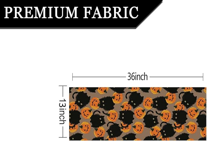 Halloween Table Runner Black Cat Pumpkins Seasonal Kitchen Dining Table Home Outdoor Party Decorations 13x36 Inch-Ruum Studio Home