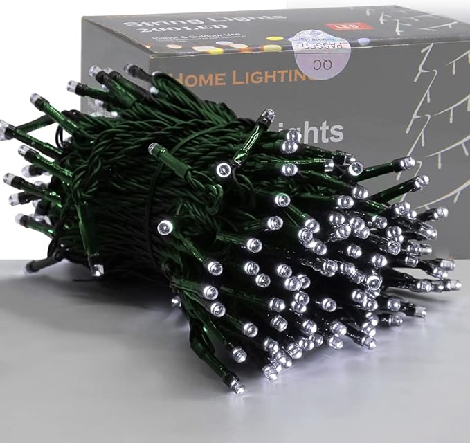 HOME LIGHTING 66ft Christmas Decorative Mini Lights, 200 LED Green Wire Fairy Starry String Lights Plug in, 8 Lighting Modes, for Indoor Outdoor Xmas Tree Wedding Party Decoration (White)-Ruum Studio Home