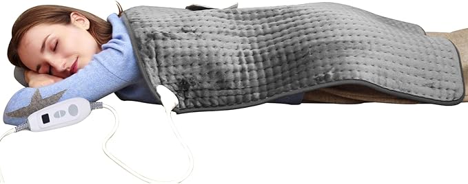 Ruqiji 17''x33'' XXXL King Size Heating Pad with 120 Minutes Auto Shut Off&6 Temperature Settings, Flannel Electric Heating Pad/Pain Relief for Back/Neck/Shoulders/Menstrual Pain/Leg Cramp (Dark Gray)-Ruum Studio Home