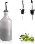 Sweejar Ceramic Olive Oil Dispenser Bottle, Opaque Oil Cruet Protects Oil to Reduce Oxidation, Suitable for Storage Vinegar, Coffee Syrups & Other Liquids, Pack of 1, 15.5 Fl Oz (Gradient Fog Gray)-Ruum Studio Home