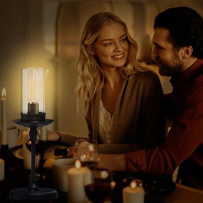 Vintage Cordless LED Candle Table Lamp Rechargeable Battery Powered Lamp, Touch Control, Metal Finish, Suitable for Bedroom, Dining Room, Wedding, Thanksgiving, Christmas, Wedding, Party, Birthday-Ruum Studio Home