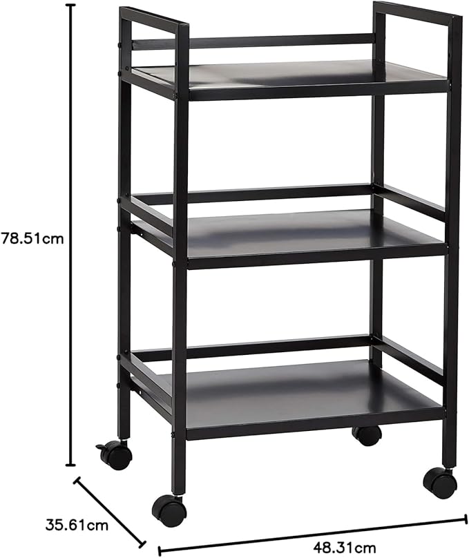 Amazon Basics 3-Tier Metal Rolling Cart, Black-Ruum Studio Home
