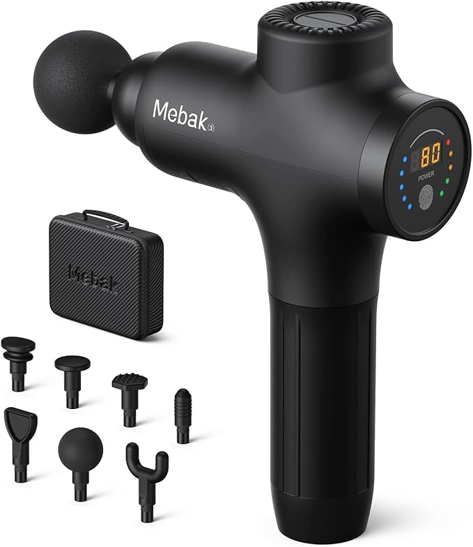 Mebak 3 Massage Gun, Massage Gun Deep Tissue for Athletes, Professional Muscle Percussion Massage Gun,Massager Gun for Shoulder Leg Back Body Pain Relief,Quiet Portable Sport Massager, Gifts for Him-Ruum Studio Home