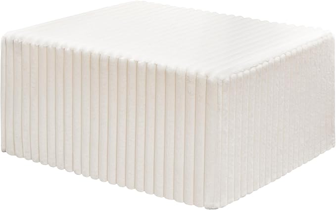 Hobestluk Rectangle Ottoman Memory Foam Footrest for Couch with Removable Cover Large Floor Seating for Adults Ottoman Coffee Table for Living Room, Bedroom or Office (Strip White, Footrest)-Ruum Studio Home