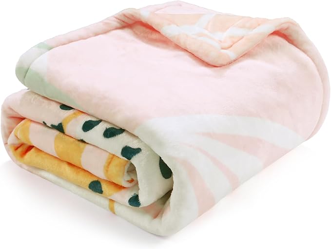Lahome Pink Fleece Throw Blanket for Bed, Reversible Soft Throw Blankets for Women Cute, Warm Thick Throw Blankets for Couch, Apricot 50''x60''-Ruum Studio Home