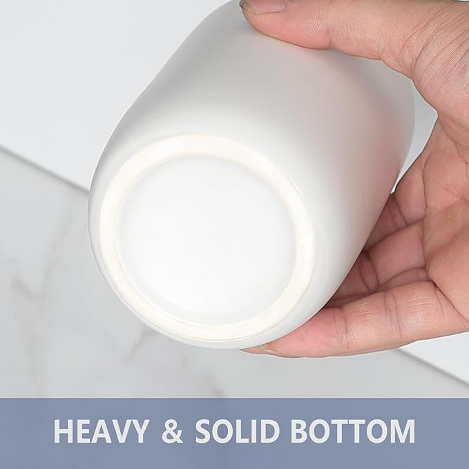 Toothbrush Holders for Bathrooms - 2 Cups Ceramic Toothbrush Toothpaste Holders Set, White Bathroom Tumbler Cups Reusable Toothbrush Mouthwash Cup, Bathroom Counter Organizer-Ruum Studio Home