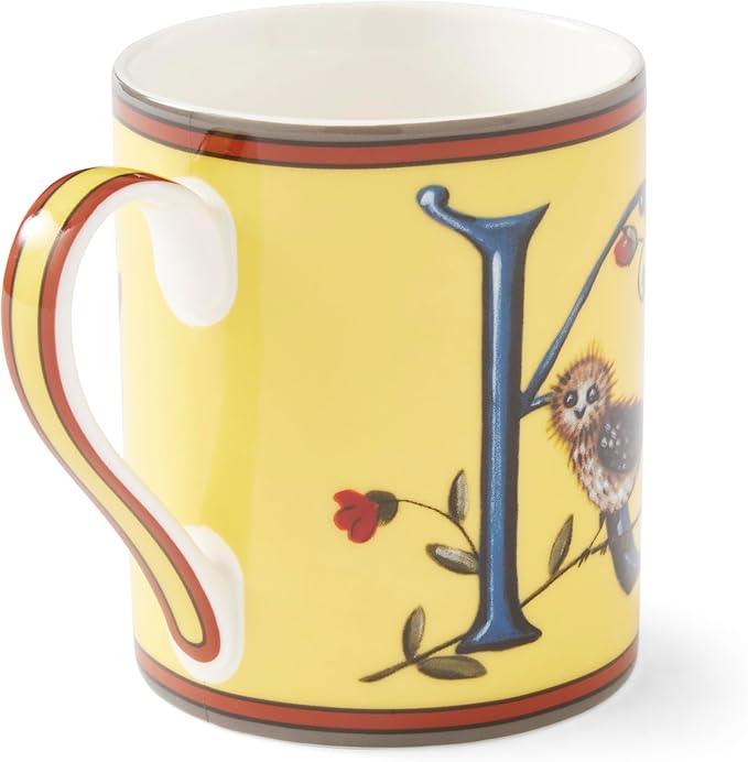 Spode Kit Kemp 12oz Mug in Fine China, K Initial - Custom Coffee Cup for Hot Beverages, Personalized Gift Idea for Her, Him, Friends, Coffee Lovers - Stylish Letter Mug for Daily Use, Dishwasher Safe-Ruum Studio Home