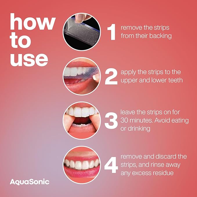 AquaSonic Professional Teeth Whitening Strips - Enamel Safe Teeth Whitening with Hydrogen Peroxide - Easy to Use, Non-Slip, Affordable & Effective (Watermelon)-Ruum Studio Home