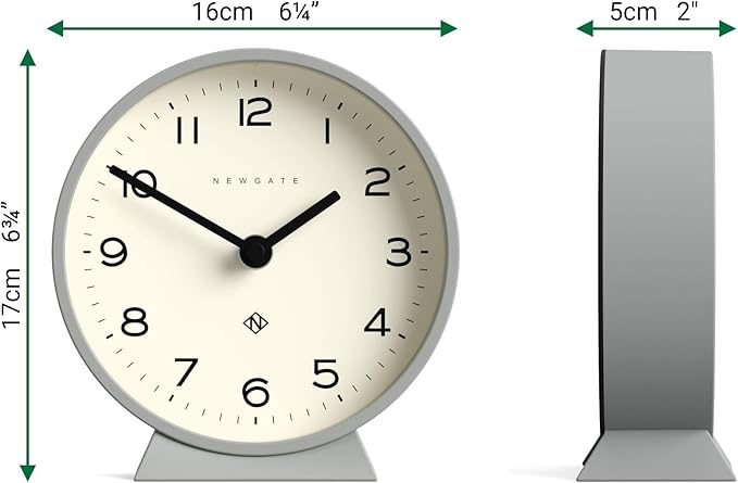 NEWGATE® M Mantel Echo Desk Clock | Modern Round Design | Posh Gray | Easy to Read Numbers | Contemporary Style for Desk, Table, Shelf or Bedside-Ruum Studio Home