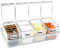 XIUDI Clear Seasoning Rack Spice Pots-4 Pieces Clear Seasoning Storage Container for Spice Salt Sugar Cruet.Acrylic Seasoning Box, Cruet with Cover and Spoon-Ruum Studio Home