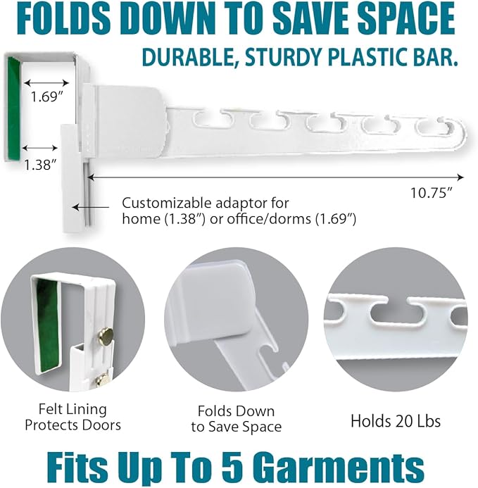 Wonder Hanger Over The Door 3-Pack Organizer for Clothes Hangers, Space-Saving Cascading Hanger Hooks, White-Ruum Studio Home