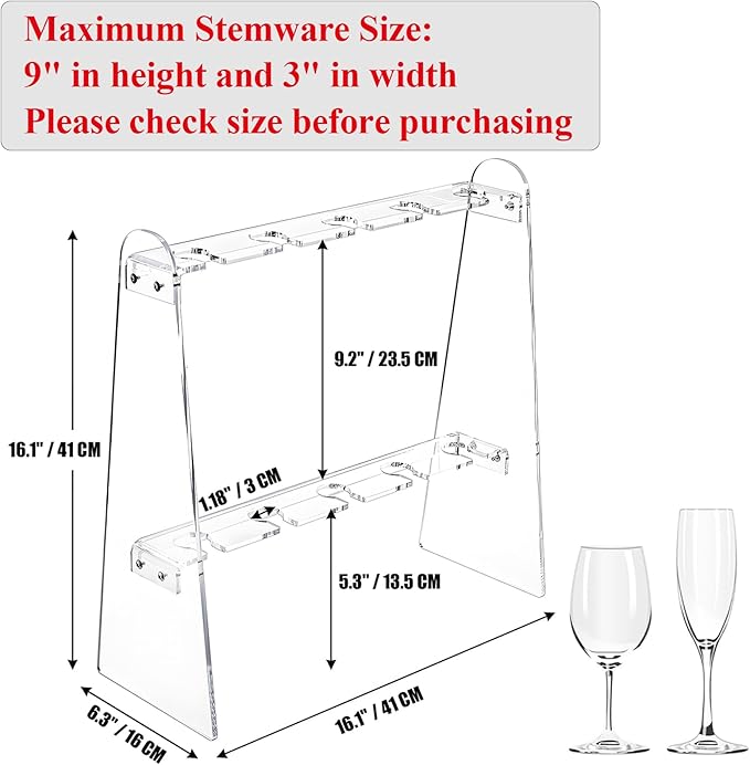 Tosnail 2-Tier Champagne Flute Glass Holder Stand, 10 Slots Champagne Flute Tabletop Stemware Hanging Display Rack for Party, Fits Up to 9 Inch Glasses-Ruum Studio Home