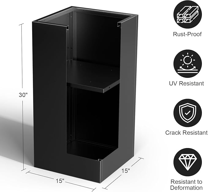 Tall Metal Cube Planter for Outdoor Plants 15" L x 15" W x 30" H, Heavy Duty Steel Planter Box with Removable Insert Shelf, Rectangular Planters for Porch, Garden, Yard, Hotel (Black)-Ruum Studio Home