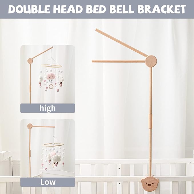 Baby Crib Mobile Arm,HBM Wooden Mobile Arm for Crib Mobile Hanger for Crib Baby Girl Nursery Decor-Ruum Studio Home