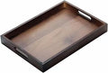 Large Bamboo Wooden Tray with Handles, Rectangular Natural Solid Wood, Black Walnut Color Serving Tray Suitable for Kitchen,Bedroom,Coffee, Party Bars. (14.9x10.2x1.57 inches)-Ruum Studio Home