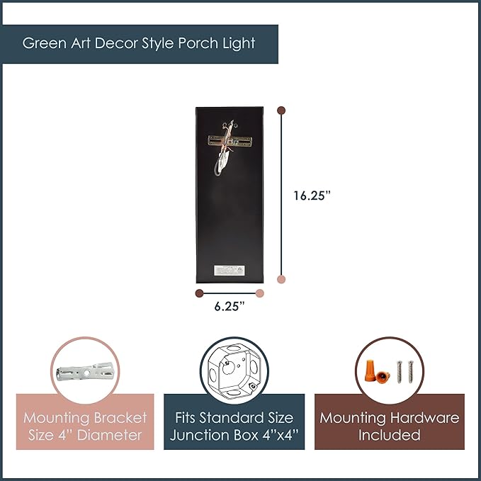 RIVER OF GOODS Art Deco Stained Glass Outdoor Light Fixture - 16.25" H - Decorative Porch Light - Green-Ruum Studio Home