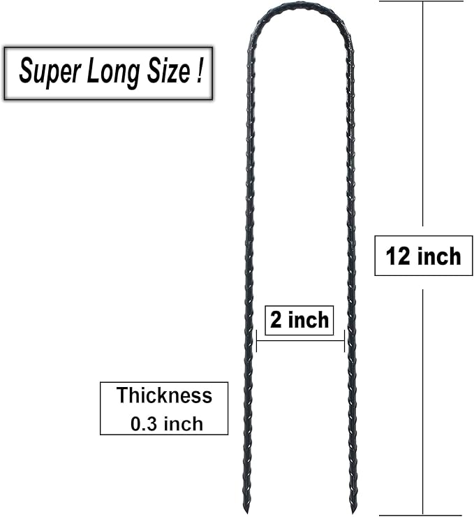 DTANX 12 Pack 12 Inch Rebar Stakes Heavy Duty Trampoline Anchors, Garden Stakes Tent Stakes Steel Ground Anchors, Black-Ruum Studio Home