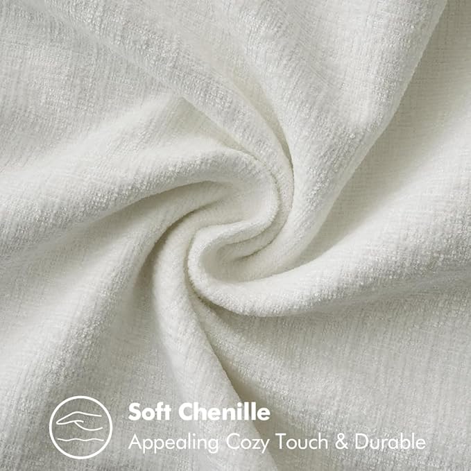 MIULEE Pack of 2 Christmas Pillow Covers 24x24 Inch Pure White Farmhouse Decorative Throw Pillow Covers with Stitched Edge Soft Chenille Solid Dyed Couch Pillow Covers for Sofa Bed Living Room-Ruum Studio Home