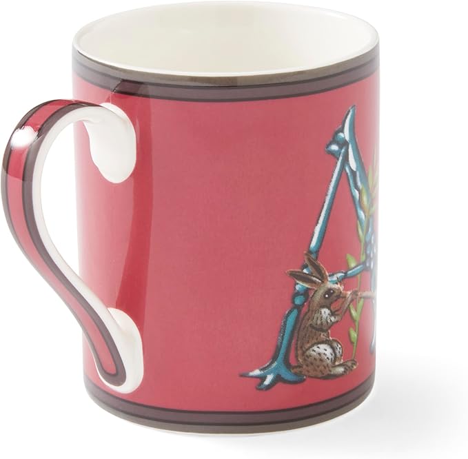 Spode Kit Kemp Alphabet Mug - Letter A Monogram in Fine China, 12oz Ceramic Coffee Cup for Hot Drinks, Personalized Drinkware for Unique Gifts, Dishwasher Safe Tea or Coffee Mug - Gift Box Included-Ruum Studio Home