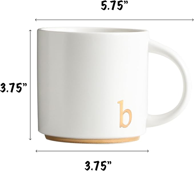 COLLECTIVE HOME - Monogram Ceramic Mugs, 15 oz Golden Initial Coffee Cups, Elegant Alphabet Tea Mugs, Elegant Personalized Mug with Gift Box, Luxurious Cups for Office and Home (b)-Ruum Studio Home