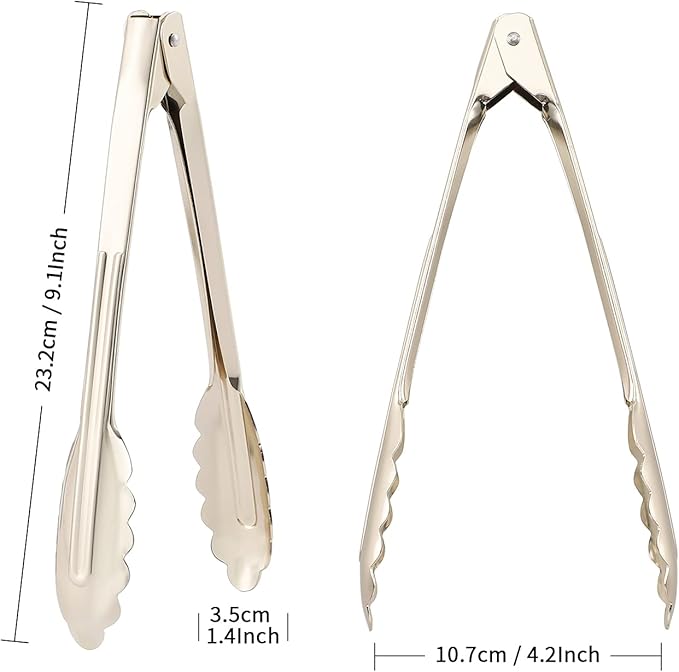MSY BIGSUNNY 9 Inch Food Tongs for Cooking and Serving- Aluminum Kitchen Utensil - Set of 3 (silver)-Ruum Studio Home