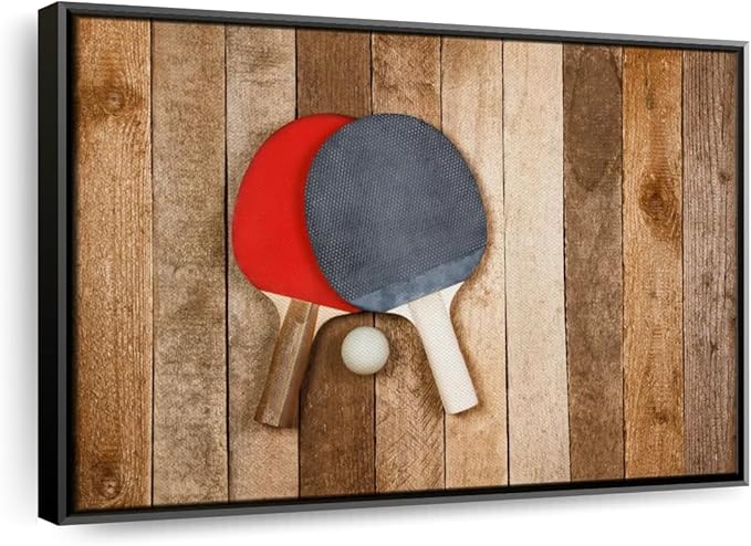 ElephantStock Ping Pong Wall Art - Horizontal Framed Canvas - 1-Piece Living Room Wall Decor - Photography Canvas Print - Brown and Red Decor for Wall - 40" X 27"-Ruum Studio Home