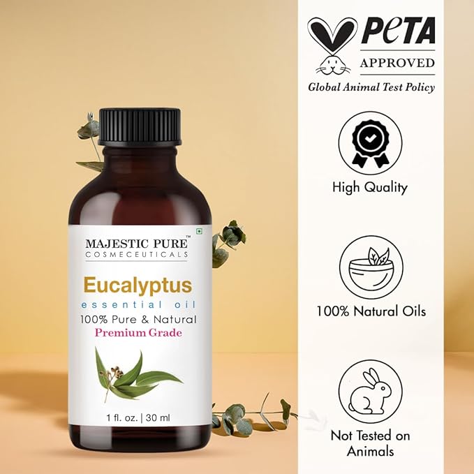 Majestic Pure Eucalyptus Essential Oil with Glass Dropper - 1 Fl Oz - 100% Pure and Natural Eucalyptus Oil - Premium Grade Essential Oils for Diffuser, Aromatherapy, Soap and Candle Making-Ruum Studio Home
