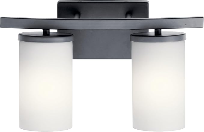 KICHLER 45496BK Crosby Vanity, 2-Light 200 Total Watts, Black-Ruum Studio Home