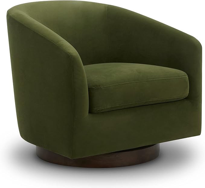 CHITA Swivel Accent Chair, FSC Certified Upholstered Velvet Barrel Chair for Living Room, Fully Assembled, Forest Green-Ruum Studio Home