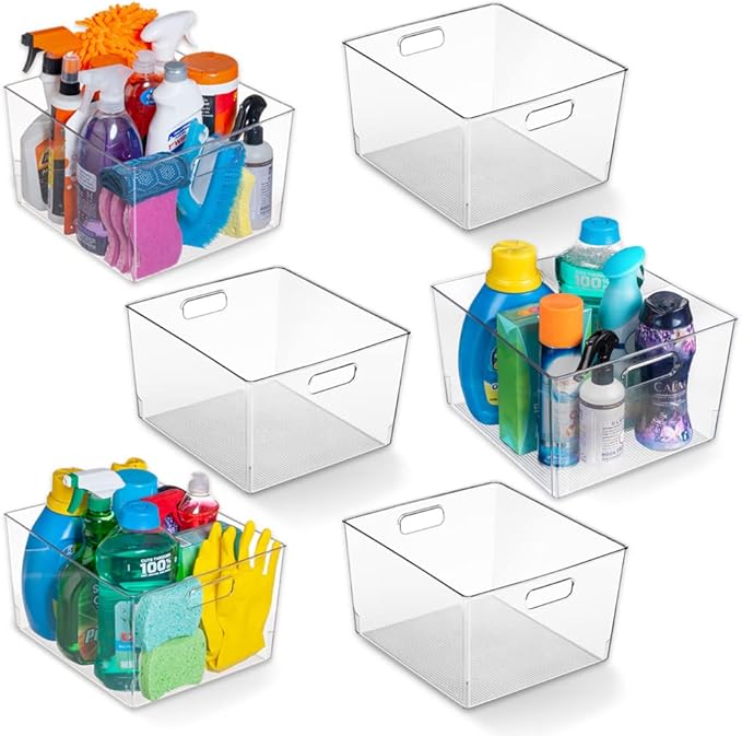 ClearSpace Clear Plastic Storage Bins – XL 6 Pack Perfect Kitchen or Pantry Organization Fridge Organizer and Storage Bins, Cabinet Organizers-Ruum Studio Home