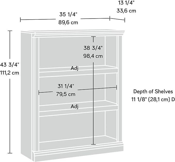 Sauder 3 Tier Book Shelf Wooden Bookcase Multipurpose Bookshelf for Home Office, Living Room, in Estate Black-Ruum Studio Home