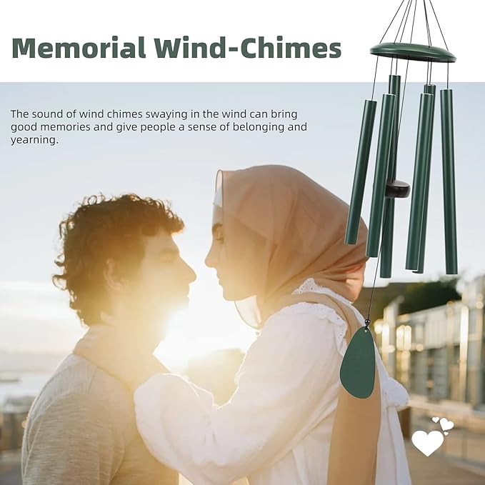 Wind-Chimes-Outdoor-Deep-Tone, Large Soothing Melodic Tones Windchimes, Wind Chimes for Outside, Memorial Wind Chime Best Gift for Mom Women Grandma Neighbors(32" Forest Green Coated Aluminum)-Ruum Studio Home