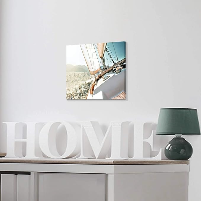 ARTISTIC PATH Sailboat Picture Seascape Wall Art: Nautical Artwork Print on Canvas Painting for Bedrooms (16" W x 11" H,Multi-Sized)-Ruum Studio Home