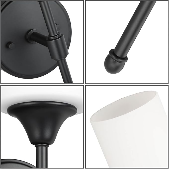 XiNBEi Lighting Wall Sconce, Bathroom Vanity Light with Glass, Wall Fixture Matte Black Finish for Bathroom XB-W1216-MBK-Ruum Studio Home