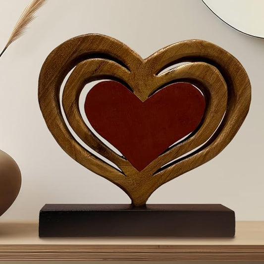 Decozen Gifts for Mom - Wooden Heart Sculpture - Mother's Day Birthday Gifts, Home, Office, Living Room, Shelf, Fireplace, Farmhouse, Tabletop, Boho and Mantle Decor - Mothers Day Decorations-Ruum Studio Home