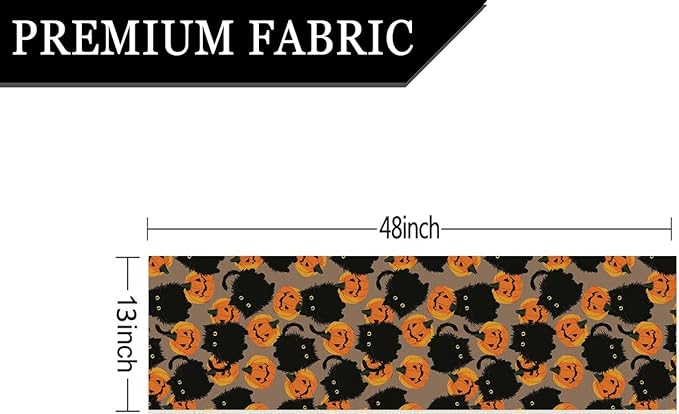 Halloween Table Runner Black Cat Pumpkins Seasonal Kitchen Dining Table Home Outdoor Party Decorations 13x48 Inch-Ruum Studio Home