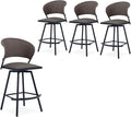 VICLLAX Patio Bar Stool Chairs with Footrests and Padded Seat, Bar Height Swivel Patio Chairs Set of 4, Brown Woven Wicker Swivel Bar Stools for Lawn Garden-Ruum Studio Home